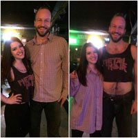 Stand up comedian Gabe Kea performing a shirt swap with a fan after the show!