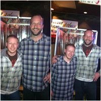 Stand up comedian Gabe Kea performing a shirt swap with a fan after the show!