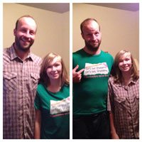 Stand up comedian Gabe Kea performing a shirt swap with a fan after the show!