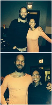 Stand up comedian Gabe Kea performing a shirt swap with a fan after the show at the Comedy Cafe in Milwaukee, WI!