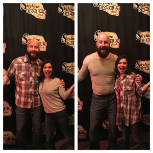 Stand up comedian Gabe Kea performing a shirt swap with a fan after the show!